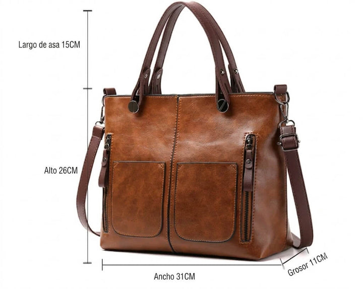 Leticia - Tote Vintage Bolsillos Laterales
