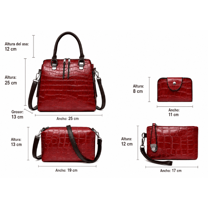 Elvira - Set Bolsas Cocodrilo Cuatro Piezas